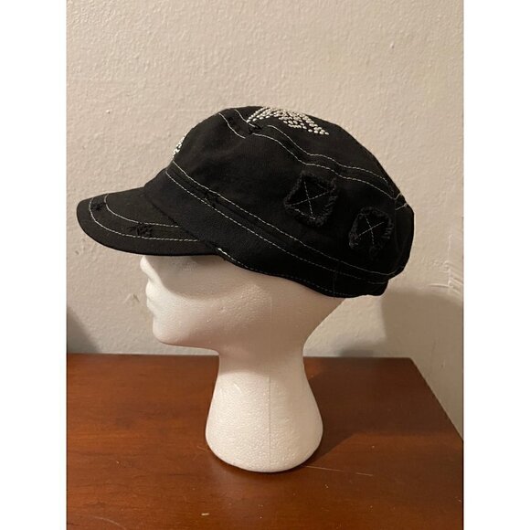 David & Young Bling and Beaded Cross Black Distressed Hat Size N/A - Picture 5 of 8